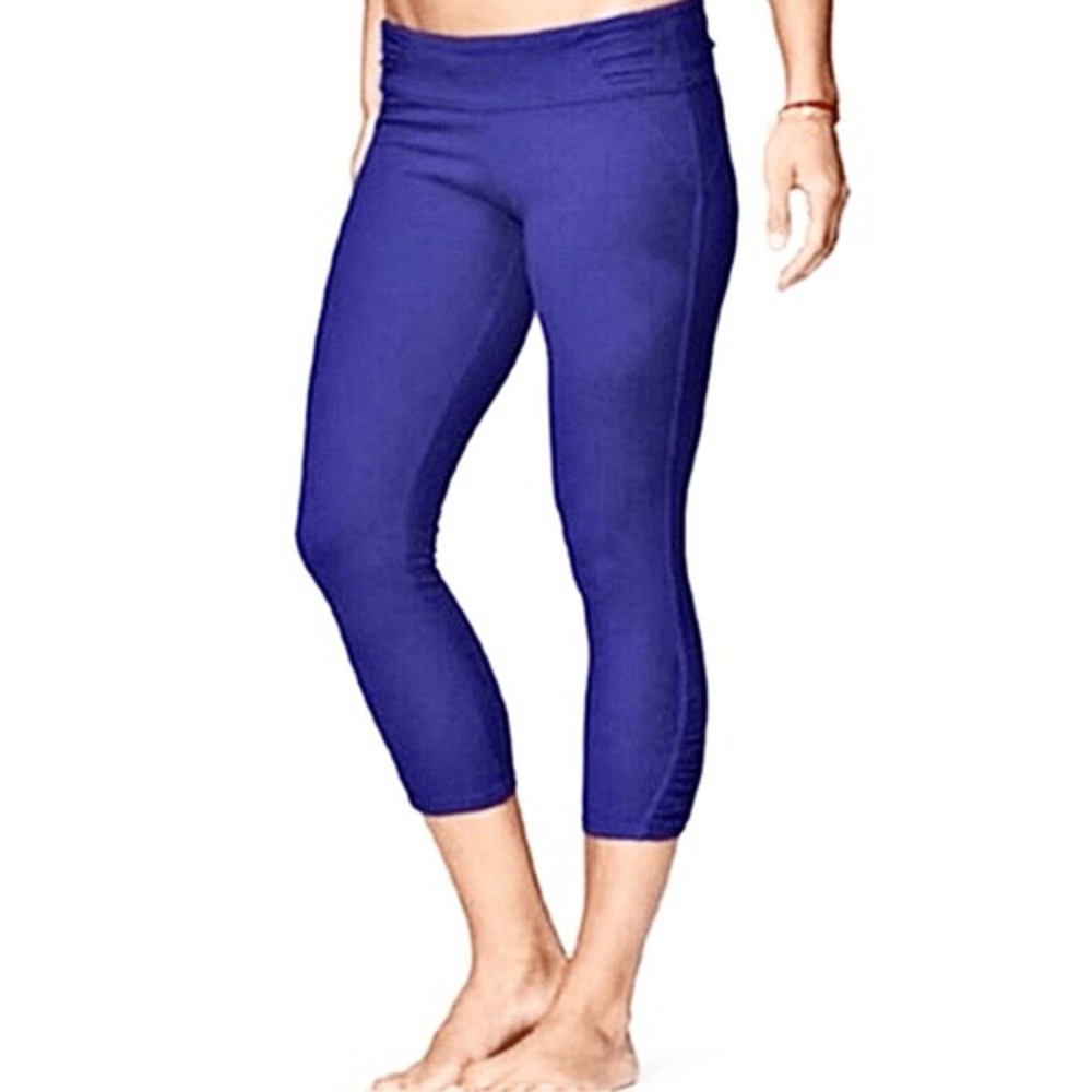 Athleta Ruched OC Kama Iris Blue Activewear Capri Cropped Pants XS Colorful NWT